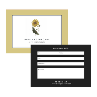 Bios Apothecary Gift Certificate - Sunflower
