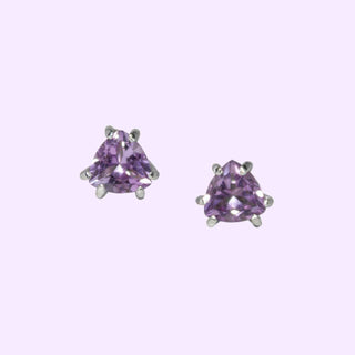 Amethyst Trillion Stud Earrings