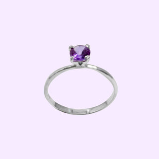 Amethyst Solitaire Sterling Silver Ring