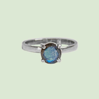 Labradorite Basket Solitaire Sterling Silver Ring