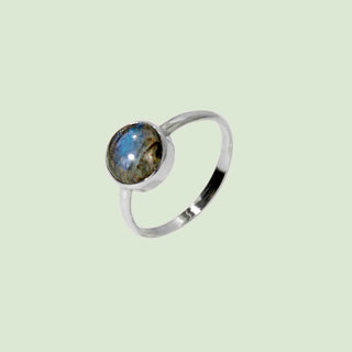 Labradorite Round Bezel Sterling Silver Ring