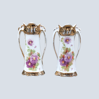 Pair of Purple Floral Bud Vases
